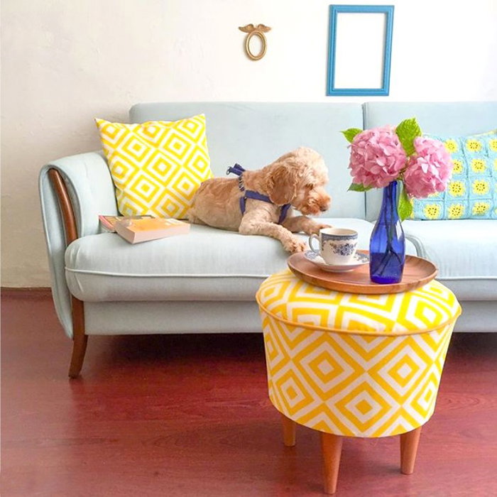 Atelier Del Sofa Puf de Microfibra Amarillo Atelier Del Sofa Puf de Microfibra Amarillo